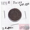 Image 1 : Switzerland 1870B 2 Rappen VF-EF (VF-30)
