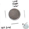 Image 1 : Love Token on USA Dime - initals NW
