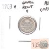 Image 1 : 1903H Canada Small Recut H 5-Cents Almost Uncirculated (AU-50) impaired