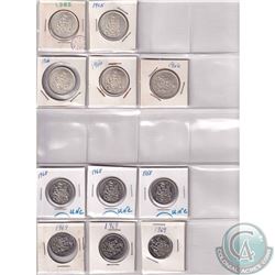 Estate lot of 1965-1976 Canada 50-cents. Dates Include: 1965, 1966, 1968, 1969, 1970, 1971, 1973, 19