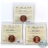 Image 1 : 1961, 1968 & 1969 Canada 1-cent ICCS Certified PL-66 Red Cameo. 3pcs