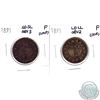 Image 1 : 1891 SD SL Obv 3 (impaired) & 1891 LD LL Obv 2 (scratched) Canada 1-cent in Fine Condition. 2pcs