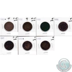 Lot of 1882-1900 Canada 1-cent VG to EF (coins have various impairments). 7pcs