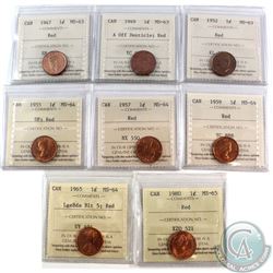 Estate Lot of 1947-1980 Canada 1-cent ICCS Certified Red - 1947 MS-63, 1949 A Off Denticle MS-63, 19