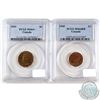 Image 1 : 1943 & 1945 Canada 1-cent PCGS Certified MS-64. 1945 is Red/Brown. 2pcs