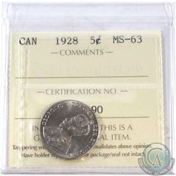 1928 Canada 5-cent ICCS Certified MS-63