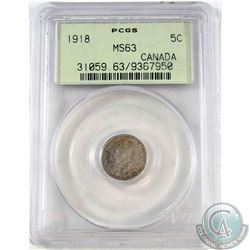 1918 Canada 5-cent PCGS Certified MS-63