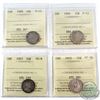 Image 1 : 1888-1910 Canada 10-cent ICCS Certified coins: 1888 F-12, 1900 F-12, 1903 VG-8 & 1910 VF-30. 4pcs