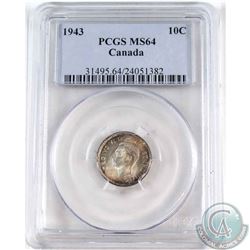 1943 Canada 10-cent PCGS Certified MS-64