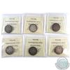 Image 2 : Lot of Canada 25-cent ICCS Certified coins: 1900 VG-8, 1901 G-6, 1903 F-15, 1918 VF-20, 1921 G-6 & 1