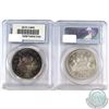 Image 2 : 1965 Type 1 Small Bead, PTD 5 Silver Dollar PCGS MS-64 & 1966 Large Beads Silver Dollar PCGS MS-64. 