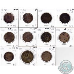 1812-1857 Bank of Canada Half & full Penny Tokens: 1812, 1844, 1844, 1850, 1852, 1854, 1857, 1857, 1