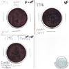 Image 1 : 1794 Jetton Market Place Token F-VF, 1794 Condor Token VF & 1795 Conder Colonial Token VF-EF. 3pcs