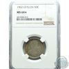 Image 1 : Ceylon 1902 50-cent NGC Certified MS-64. Coin contains beautiful rainbow toning around rim on both s