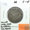 Image 1 : Great Britain 1564 Six Pence; Elizabeth I; Milled Small Rose; F-VF