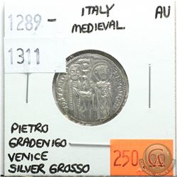 Italy Medieval 1289-1311 Silver Grosso; Pietro Gradenigo; Venice; AU