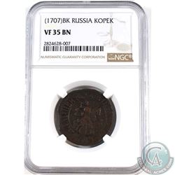 Russia (1707) BK Kopek NGC Certified VF-35 BN