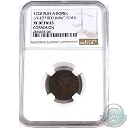 Russia 1728 Kopek BIT-187 Reclining Rider NGC Certified XF Details,  Corrosion