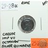 Image 1 : Rome 29-28 BC Silver Quinarius; Caesar; Imp VII; Octavian; VF - 'Asia Recepta, Victory Standing On C