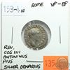 Image 1 : Rome 153-154 AD Silver Denarius; Antoninus Pius; VF-EF; Reverse - 'COS IIII'