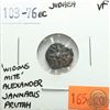 Image 1 : Judea 103-76 BC Prutah; Alexander Jannaeus; 'Widows Mite'; VF
