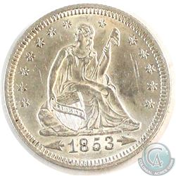 USA 1853 25-cent Arrows & Rays AU-UNC (scratched)