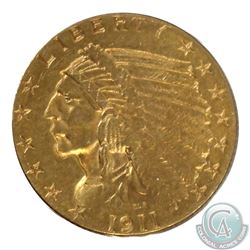 USA 1911 2.50 Dollar Indian Head Gold Coin in Good Condition. Coin contains 0.121oz of Pure Gold.