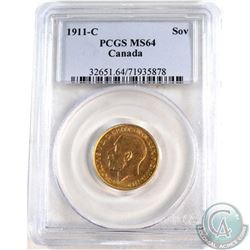 Canada 1911C Gold Sovereign PCGS Certified MS-64.