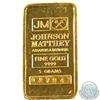 Image 1 : SCARCE  Johnson Matthey 5 gram Fine Gold Bar with 'JM Logo' (Tax Exempt). Serial # 027943