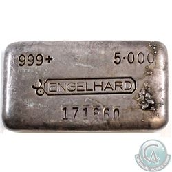 Ultra Rare  Engelhard 5oz Fine Silver Bar with 'Bull' Mark - 5th Series (Tax Exempt). This rare bar 