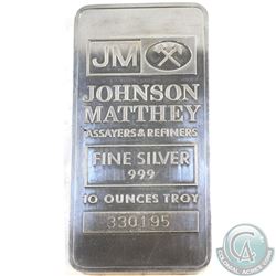 SCARCE  Johnson Matthey 10oz Fine Silver Bar (Tax Exempt). Although similar to other examples, This 