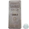 Image 1 : Vintage Credit Suisse 1 Kilo Fine Silver Bar (Tax Exempt). Serial # 31129