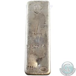 Ultra Scarce  Johnson Matthey 50oz Fine Silver Bar 'A Series' (Tax Exempt). This 50oz Bar Produced b