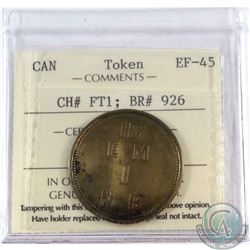 (1857) Hudson Bay 1 Made Beaver, CH# FT1, BR# 926 ICCS Certified EF-45. A Very Desirable token from 