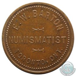 E.W Barton, Toronto Ont, Copper, Numismatist Token. 25 mm in Diameter, 5.26 grams.