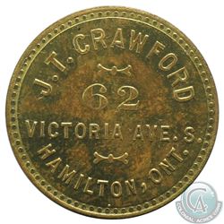 J.T. Crawford, 62 Victoria Ave. S.Hamilton, Ont. Brass, 25mm, weight 4.75 grams