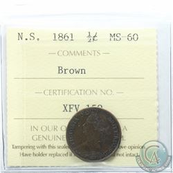 Nova Scotia 1/2-cent 1861 ICCS Certified MS-60 Brown