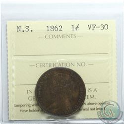 Nova Scotia 1-cent 1862 ICCS Certified VF-30