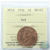 Image 1 : Newfoundland 1-cent 1936 ICCS Certified MS-65 Red.