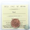 Image 1 : Newfoundland 1-cent 1942 ICCS Certified MS-64 Red