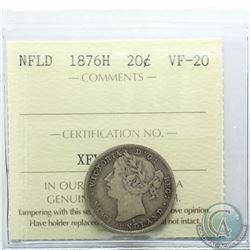 Newfoundland 20-cent 1876H ICCS Certified VF-20