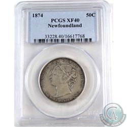 Newfoundland 50-cent 1874 PCGS Certified XF-40
