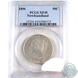 Newfoundland 50-cent 1896 PCGS Certified XF-45. Light example with touches of Mint Luster within the