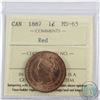 Image 1 : 1-cent 1887 ICCS Certified MS-65 RED  Choice Eye Appeal