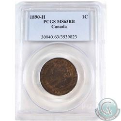 1-cent 1890H PCGS Certified MS-63 RB.