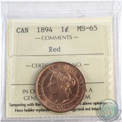 1-cent 1894 ICCS Certified MS-65 RED  Tied for Top grade by ICCS