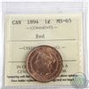Image 1 : 1-cent 1894 ICCS Certified MS-65 RED  Tied for Top grade by ICCS