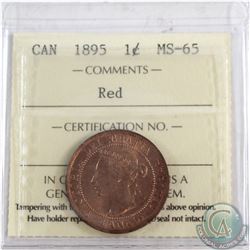 1-cent 1895 ICCS Certified MS-65 RED  Choice coin with smooth red fields.