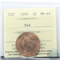 1-cent 1896 ICCS Certified MS-65 RED  Vibrant Lustrous Coin