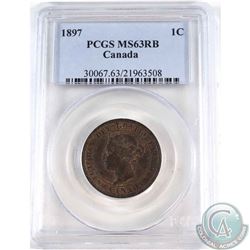 1-cent 1897 PCGS Certified MS-63 RB. An attractive coin with accents of Dark Brown and original Cher